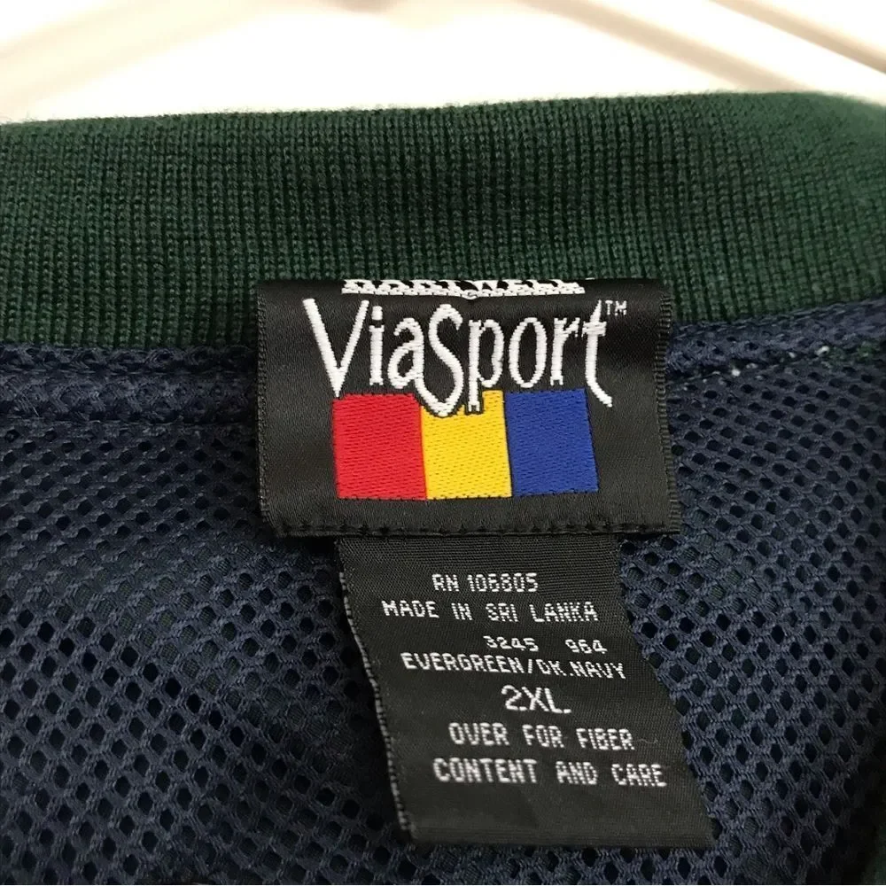 Vintage Hartwell ViaSport Green/Navy Blue V Neck Golf Vest Men's Sz 2XL